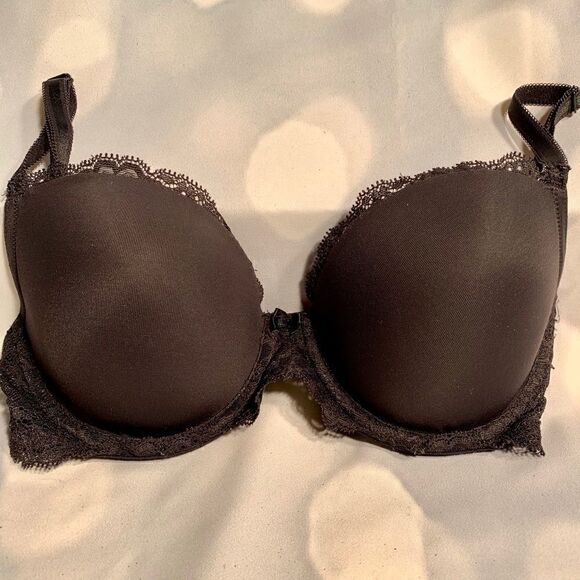 BLACK VICTORIAS SECRET ANGELS LINED DEMI 32D - Picture 2 of 5